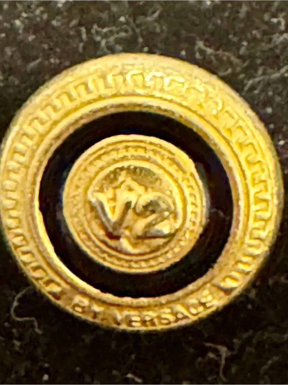 Versace V2 Gold-Tone Decorative Men’s Button Set - Black Accent, 12.5 mm d
